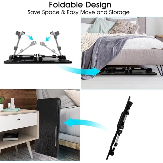 Laptop Desk for Bed, Adjustable Height and Angle, Laptop Lap Desk with Tablet Stand and Drawer, Bed Table Fits Laptop up to 17.3", Laptop Stand for Bed, Couch, Floor (23.6" x 13.4", Black)