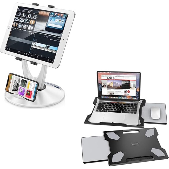 Portable Lap Desk with Mouse Pad + Tablet Stand for Desk (LD-6B + TS-8B)