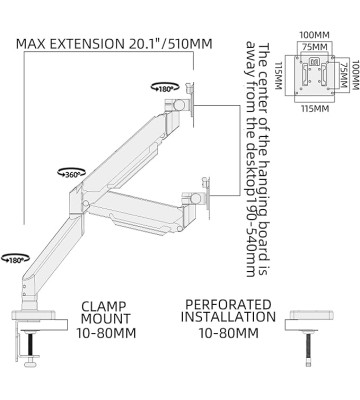 43 Ultrawide Monitor Arm Single Heavy Duty Desk Mount Computer Monitor Stand for 17 to 46 inch Adjustable Gas Spring Monitor, Screen up to 30lbs with VESA 75x75mm or 100x100mm M7B