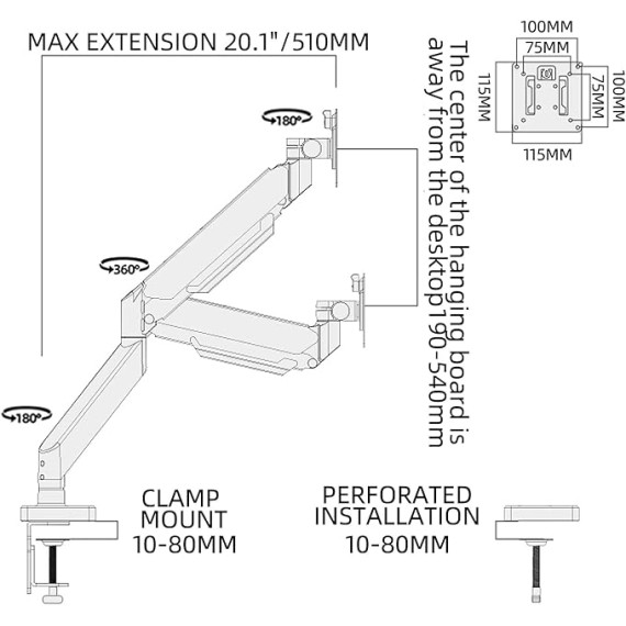 43 Ultrawide Monitor Arm Single Heavy Duty Desk Mount Computer Monitor Stand for 17 to 46 inch Adjustable Gas Spring Monitor, Screen up to 30lbs with VESA 75x75mm or 100x100mm M7B