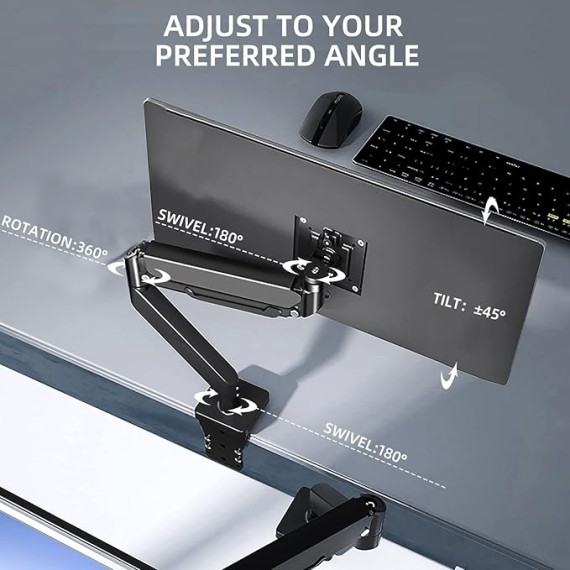 43 Ultrawide Monitor Arm Single Heavy Duty Desk Mount Computer Monitor Stand for 17 to 46 inch Adjustable Gas Spring Monitor, Screen up to 30lbs with VESA 75x75mm or 100x100mm M7B