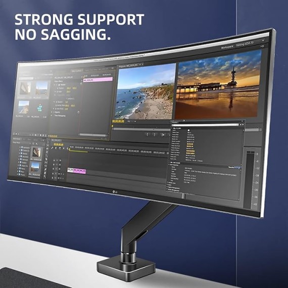 43 Ultrawide Monitor Arm Single Heavy Duty Desk Mount Computer Monitor Stand for 17 to 46 inch Adjustable Gas Spring Monitor, Screen up to 30lbs with VESA 75x75mm or 100x100mm M7B