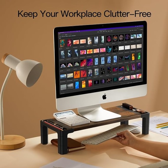 Monitor Stand Riser, Adjustable Laptop Stand Riser, Height Adjustable Monitor Stand for Laptops, Computers, Printers, iMac, PC, Desktop Ergonomic Monitor Riser for Home & Office, HNMS03V