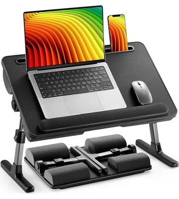 Laptop Bed Desk, Computer Lap Tray for Couch Sofa Floor, Foldable Table with Height Adjustment & 35° Adjustable Tilt Angle for Working, Eating, HNLD19