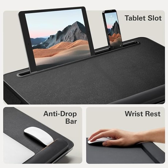 Laptop Bed Desk, Computer Lap Tray for Couch Sofa Floor, Foldable Table with Height Adjustment & 35° Adjustable Tilt Angle for Working, Eating, HNLD19