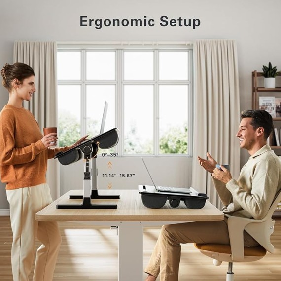 Laptop Bed Desk, Computer Lap Tray for Couch Sofa Floor, Foldable Table with Height Adjustment & 35° Adjustable Tilt Angle for Working, Eating, HNLD19