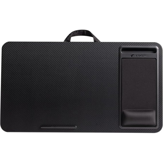 LAPGEAR Extra Large Adjustable Lap Desk with Gel Wrist Rest, Mouse Pad, Phone Holder, Device Ledge, and Booster Cushion - Black Carbon - Fits up to 17.3 Inch Laptops - Style No. 88108