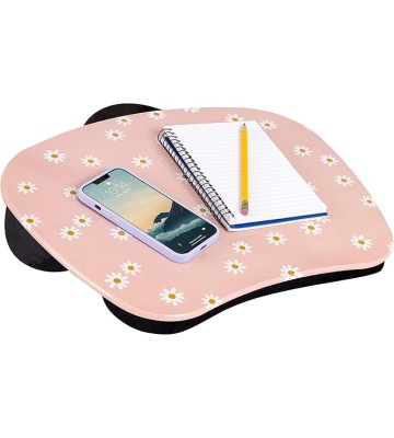 LAPGEAR MyStyle Portable Lap Desk with Cushion - Pink Daisy - Fits up to 15.6 Inch Laptops - Style No. 45336