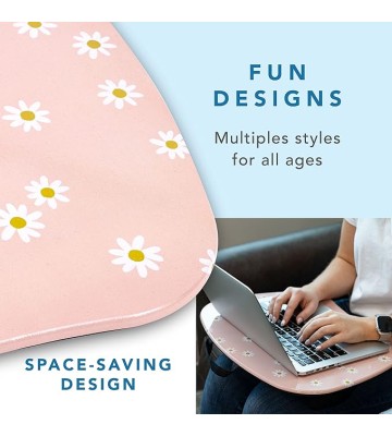 LAPGEAR MyStyle Portable Lap Desk with Cushion - Pink Daisy - Fits up to 15.6 Inch Laptops - Style No. 45336