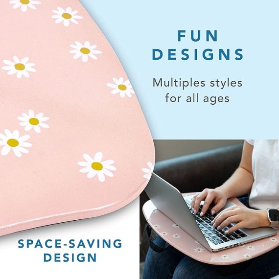 LAPGEAR MyStyle Portable Lap Desk with Cushion - Pink Daisy - Fits up to 15.6 Inch Laptops - Style No. 45336
