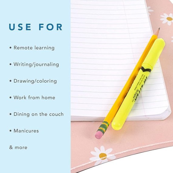 LAPGEAR MyStyle Portable Lap Desk with Cushion - Pink Daisy - Fits up to 15.6 Inch Laptops - Style No. 45336