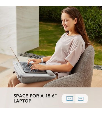 Lap Laptop Desk - Portable Lap Desk with Pillow Cushion, Fits up to 15.6 inch Laptop, with Anti-Slip Strip & Storage Function for Home Office Students Use as Computer Laptop Stand - Marble