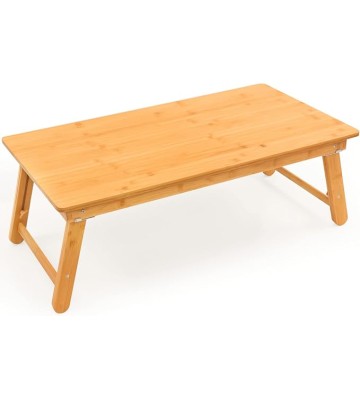 Adjustable Large Size Laptop Desk,Bamboo Lap Table Bed Tray,Foldable 4 Legs Serving Tray Working, Eating and Gaming for Bed,Couch,Floor， 33.5x17.7in