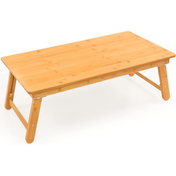 Adjustable Large Size Laptop Desk,Bamboo Lap Table Bed Tray,Foldable 4 Legs Serving Tray Working, Eating and Gaming for Bed,Couch,Floor， 33.5x17.7in