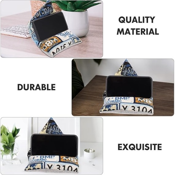Design Random Stylish A Mobile Support Cushion Bed Pad Sofa Office Holder Cell Travel Beanbag Soft Multipurpose Desk Lap Supple Tablet Bracket for Reading Phone Canvas
