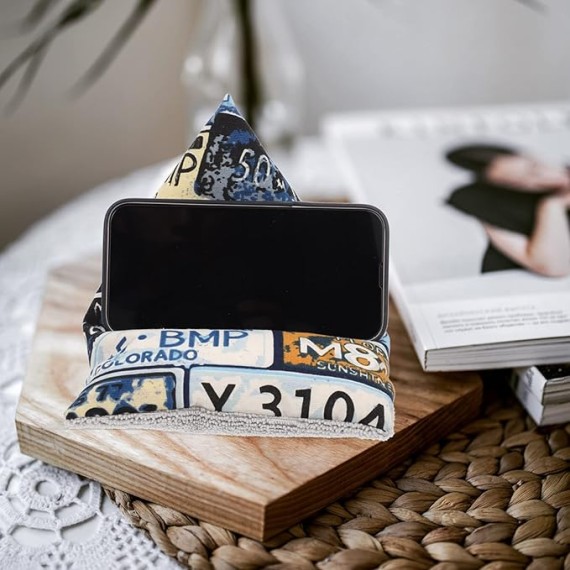 Design Random Stylish A Mobile Support Cushion Bed Pad Sofa Office Holder Cell Travel Beanbag Soft Multipurpose Desk Lap Supple Tablet Bracket for Reading Phone Canvas
