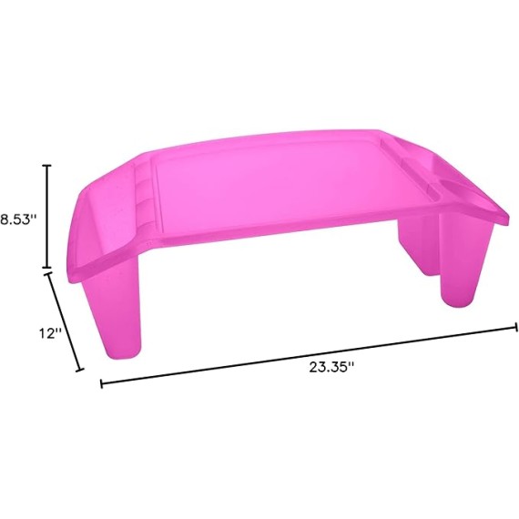 Plastic Lap Tray by  - Portable Compartment Tray for Crafting, Reading, Studying - Pink Sparkle, Bulk 12 Pack