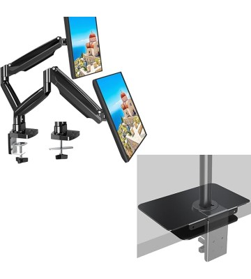 Dual Monitor Desk Mount fits 22” to 35” Ultrawide Computer Screen with Mount Reinforcement Steel Bracket Plate Fits Monitor Arm and Monitor Stand C Clamp Installation