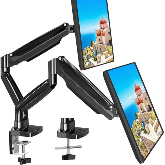 Dual Monitor Desk Mount fits 22” to 35” Ultrawide Computer Screen with Mount Reinforcement Steel Bracket Plate Fits Monitor Arm and Monitor Stand C Clamp Installation