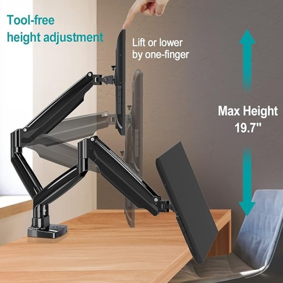 Dual Monitor Desk Mount fits 22” to 35” Ultrawide Computer Screen with Mount Reinforcement Steel Bracket Plate Fits Monitor Arm and Monitor Stand C Clamp Installation