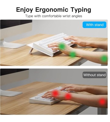 Keyboard Stand for Desk, Ergonomic Typing Keyboard Riser with 2 Height Adjustable, Premium Acrylic Computer Keyboard Holder Keyboard Tray with Desktop Whiteboard Function & Non-Slip Pads, White