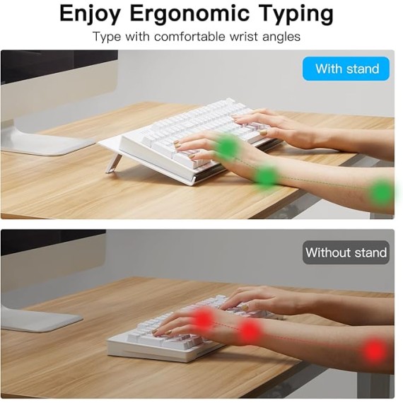 Keyboard Stand for Desk, Ergonomic Typing Keyboard Riser with 2 Height Adjustable, Premium Acrylic Computer Keyboard Holder Keyboard Tray with Desktop Whiteboard Function & Non-Slip Pads, White