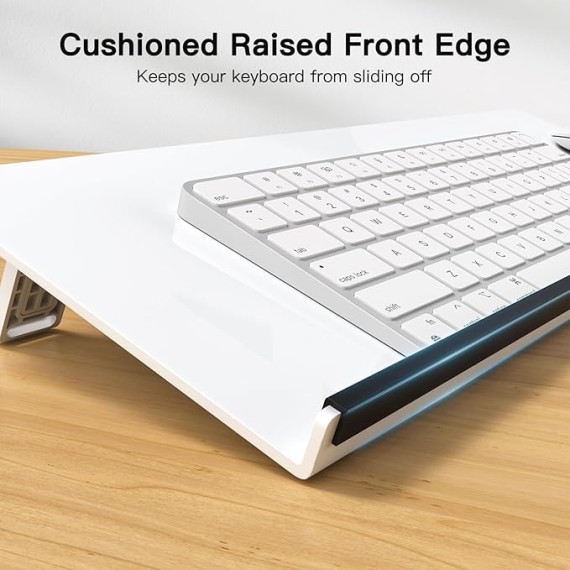 Keyboard Stand for Desk, Ergonomic Typing Keyboard Riser with 2 Height Adjustable, Premium Acrylic Computer Keyboard Holder Keyboard Tray with Desktop Whiteboard Function & Non-Slip Pads, White