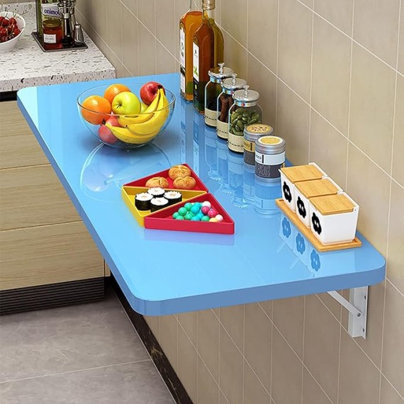 Wall Mounted Folding Table, Laundry Folding Table, Floating Folding Computer Desk, Wall Desk Fold Down Space Saving , Card Tables for Laundry Room, Kitchen, Small Space ( Color : Blue , Size : 50x30cm