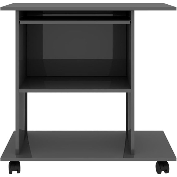 Computer Desk High Gloss Gray 31.5"x19.7"x29.5" Engineered Wood Gray (24.33KG/53.526LB) Desks