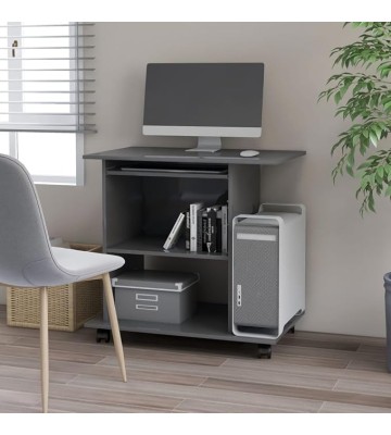 Computer Desk High Gloss Gray 31.5"x19.7"x29.5" Engineered Wood Gray (24.33KG/53.526LB) Desks