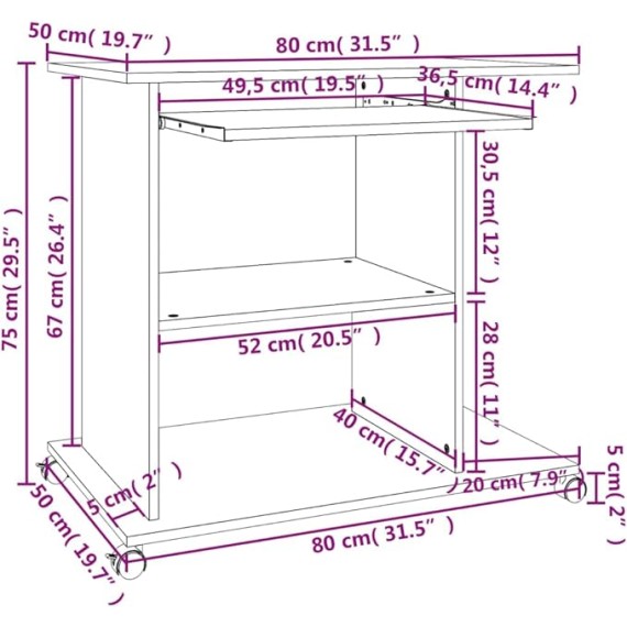 Computer Desk High Gloss Gray 31.5"x19.7"x29.5" Engineered Wood Gray (24.33KG/53.526LB) Desks
