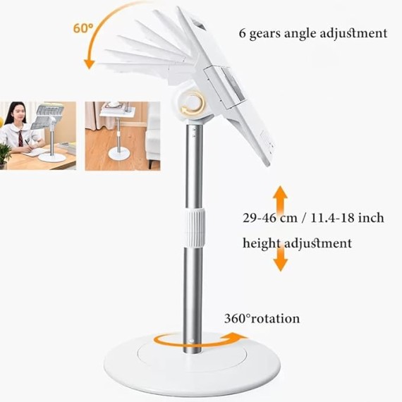 Laptop Desk for Bed, Adjustable Floor Lap Desk, Portable Book Holders for Reading Hands Free, Laptop Stand for Car Sofa Bed Floor Couch Meeting Room