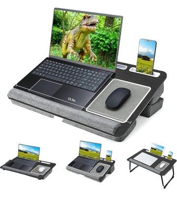 Lap Desk for Laptop with Cushion, Adjustable Laptop Desk for Bed - Fits Up to 17" Laptop, Computer Tray Table with Tablet & Phone Holder, Foldable Lap Desks for Adults with Mouse Pad & Wrist Rest