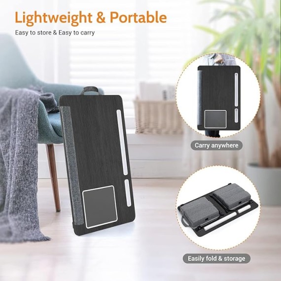 Lap Desk for Laptop with Cushion, Adjustable Laptop Desk for Bed - Fits Up to 17" Laptop, Computer Tray Table with Tablet & Phone Holder, Foldable Lap Desks for Adults with Mouse Pad & Wrist Rest
