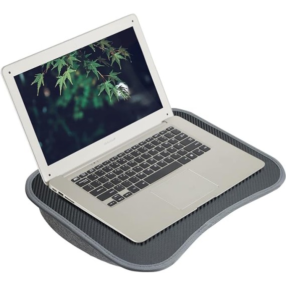 Lap Laptop Desk - Portable Carbon Fiber Laptop Pillow Lap Desk with Pillow Cushion, Fits Up to 13 Inch Laptop, Lightweight and Convenient for Home Office (1-Dark Gray)