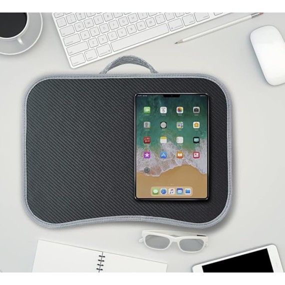 Lap Laptop Desk - Portable Carbon Fiber Laptop Pillow Lap Desk with Pillow Cushion, Fits Up to 13 Inch Laptop, Lightweight and Convenient for Home Office (1-Dark Gray)
