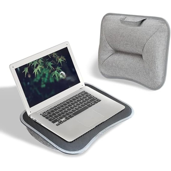 Lap Laptop Desk - Portable Carbon Fiber Laptop Pillow Lap Desk with Pillow Cushion, Fits Up to 13 Inch Laptop, Lightweight and Convenient for Home Office (1-Dark Gray)