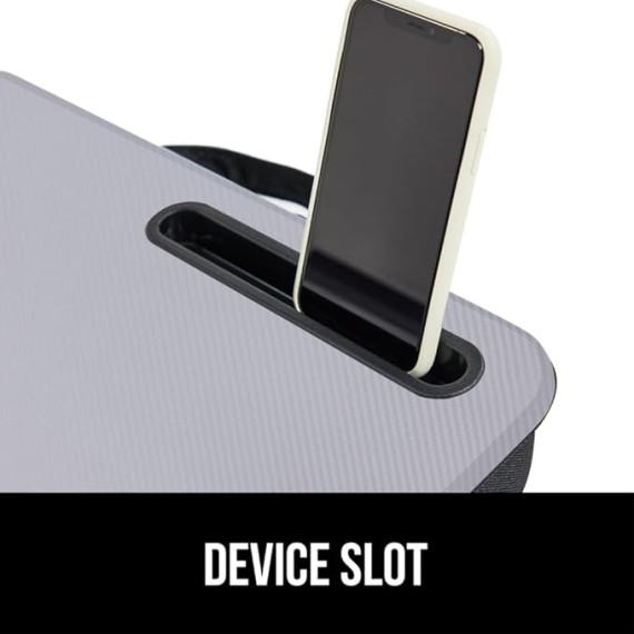 Laptop Lap Desk with Phone Holder, Pillow Cushion Desks Fit Laptops up to 15.6", Tray Ledge Keep Computers in Place, Portable Travel Workstation Essentials for Home, Dorm Room, Gray