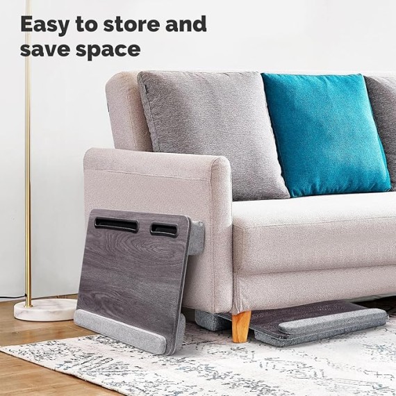 Lap Desk Laptop Bed Table: Fits up to 17 inch Laptops Pad Computer Lapdesk - Large Holding BedDesks with Soft Pillow and Storage Bag - Wooden Office Writing Bed Table