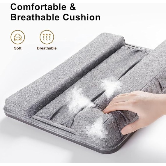 Lap Desk Laptop Bed Table: Fits up to 17 inch Laptops Pad Computer Lapdesk - Large Holding BedDesks with Soft Pillow and Storage Bag - Wooden Office Writing Bed Table