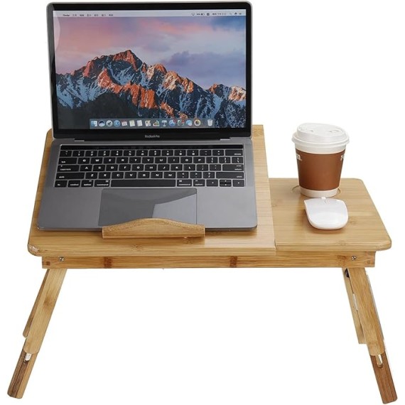 Portable Deluxe Bamboo Laptop Bed Desk Table Foldable Workstation Tray Lap