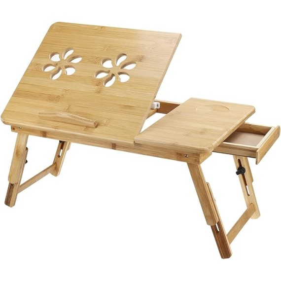 Portable Deluxe Bamboo Laptop Bed Desk Table Foldable Workstation Tray Lap