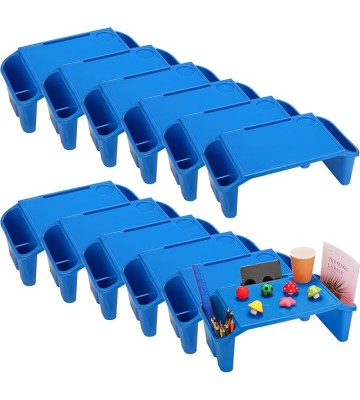 12 Pcs Kids Lap Desk Bulk Lap Tray Lap Table Bed Table Plastic Lap Desk with Extra Storage Space Activities Children Portable Lap Desk for Kids Students Work Study School Classroom (Blue)