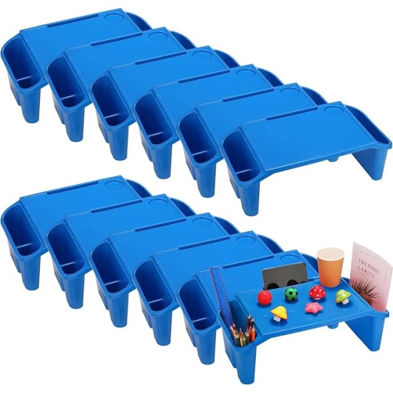 12 Pcs Kids Lap Desk Bulk Lap Tray Lap Table Bed Table Plastic Lap Desk with Extra Storage Space Activities Children Portable Lap Desk for Kids Students Work Study School Classroom (Blue)