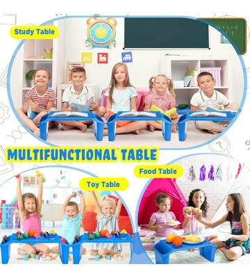 12 Pcs Kids Lap Desk Bulk Lap Tray Lap Table Bed Table Plastic Lap Desk with Extra Storage Space Activities Children Portable Lap Desk for Kids Students Work Study School Classroom (Blue)