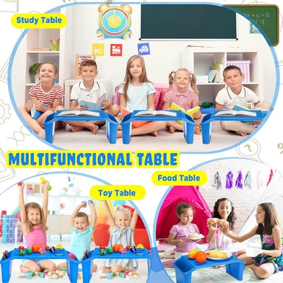 12 Pcs Kids Lap Desk Bulk Lap Tray Lap Table Bed Table Plastic Lap Desk with Extra Storage Space Activities Children Portable Lap Desk for Kids Students Work Study School Classroom (Blue)