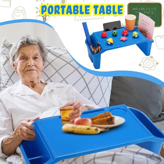 12 Pcs Kids Lap Desk Bulk Lap Tray Lap Table Bed Table Plastic Lap Desk with Extra Storage Space Activities Children Portable Lap Desk for Kids Students Work Study School Classroom (Blue)