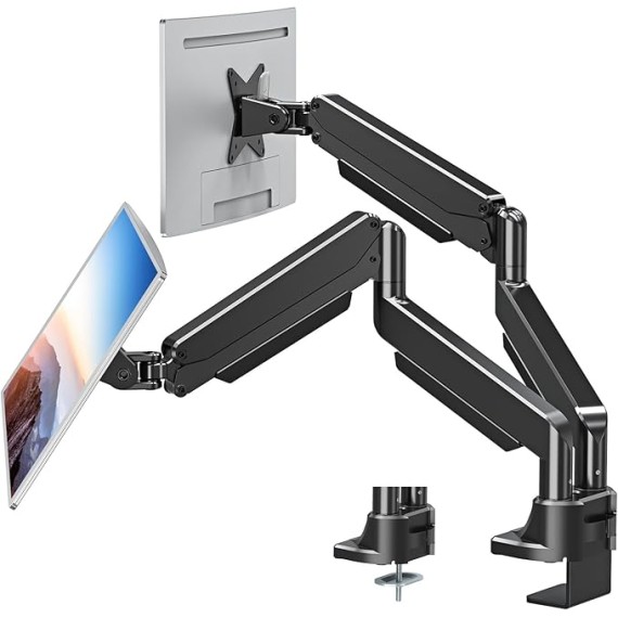 Dual Monitor Stand Fits Max 42 Inch Computer Screen, Heavy Duty Premium Monitor Mount for 2 Monitors, Each Arm Holds up to 33lbs, Ultrawide 2 Monitor Desk Mount, VESA Mount 75x75mm/100x100mm