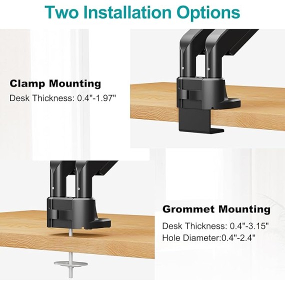 Dual Monitor Stand Fits Max 42 Inch Computer Screen, Heavy Duty Premium Monitor Mount for 2 Monitors, Each Arm Holds up to 33lbs, Ultrawide 2 Monitor Desk Mount, VESA Mount 75x75mm/100x100mm