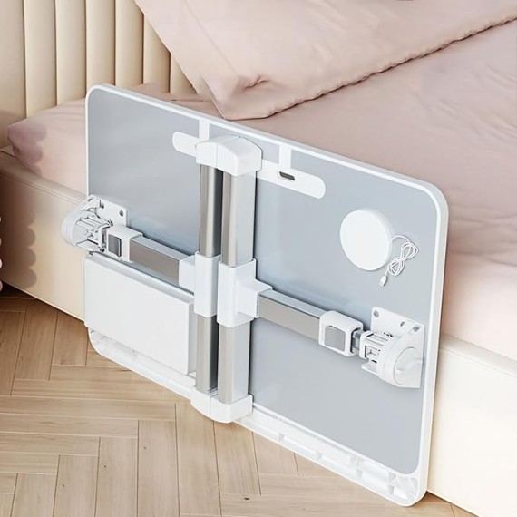 Foldable Bed Tray Table, Adjustable Height Laptop Desk for Bed, Portable Lap Desk for Working and Writing with Storage Drawers Bookshelf and USB Port (Size: 60×40cm)